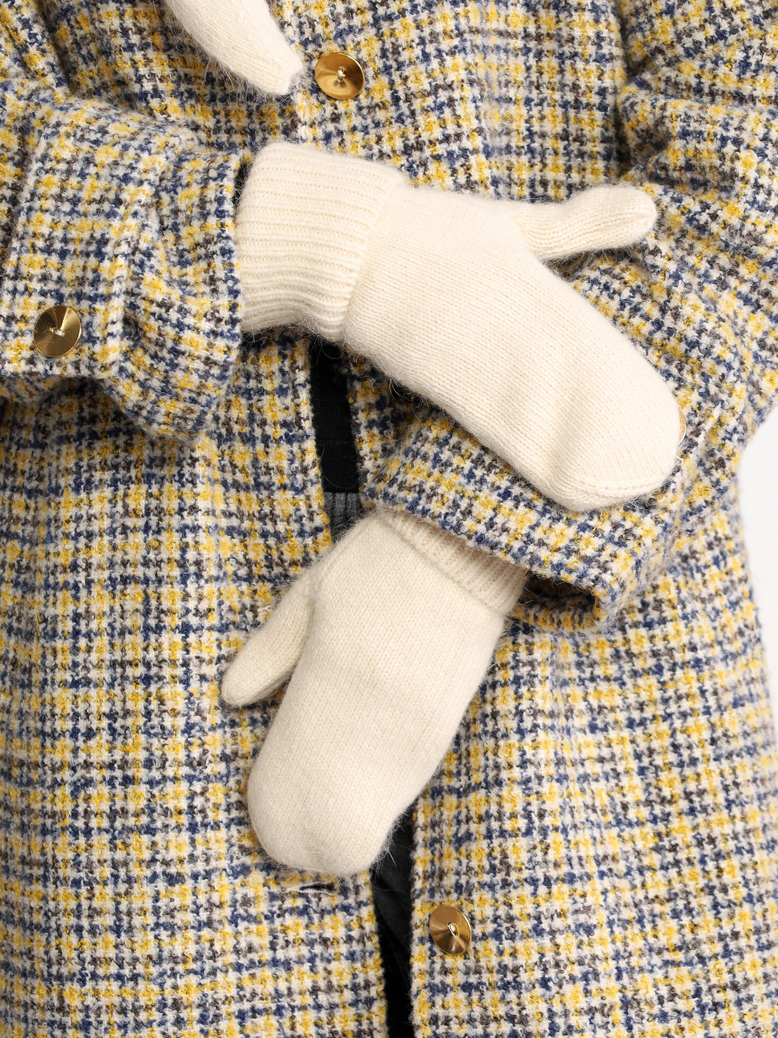 Варежки вязаные с отворотом двойные в ассортименте